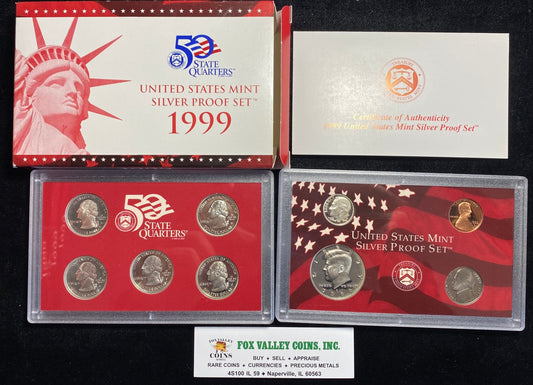 1999-S US Mint Silver Proof Sets - Better Date - Full OGP - 90% Silver