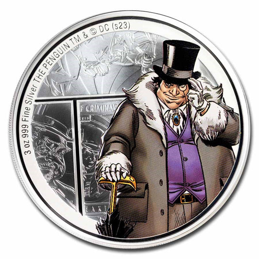 2023 Niue $10 DC Villains THE PENGUIN 3 oz Silver Colorized Coin in OGP