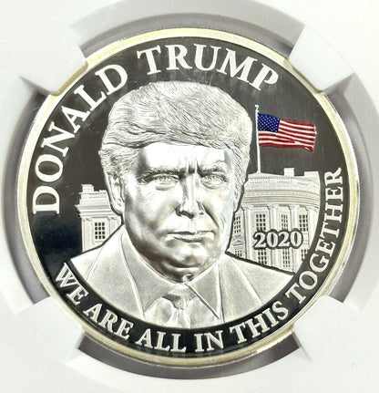 2020 Cameroon Donald Trump 1 oz Silver High Relief Coin Gem Proof NGC - TRUMP LABEL