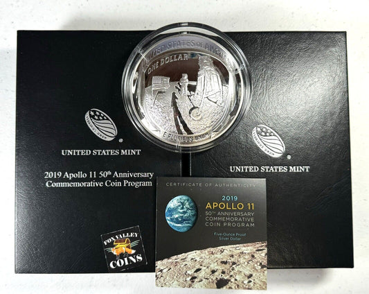 2019-P Apollo 11 50th Anniversary 5 Oz Proof Silver Commemorative in U.S. Mint OGP