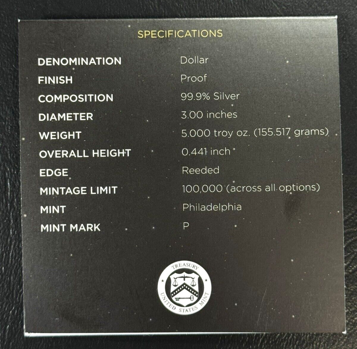 2019-P Apollo 11 50th Anniversary 5 Oz Proof Silver Commemorative in U.S. Mint OGP