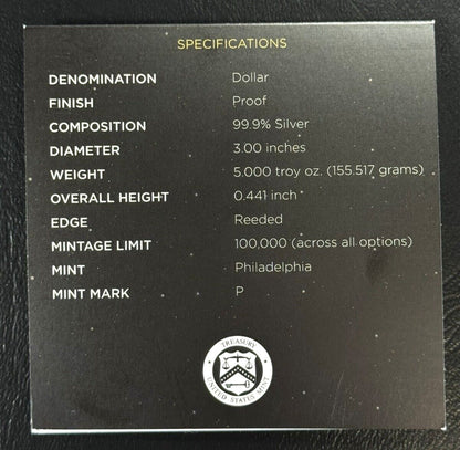 2019-P Apollo 11 50th Anniversary 5 Oz Proof Silver Commemorative in U.S. Mint OGP