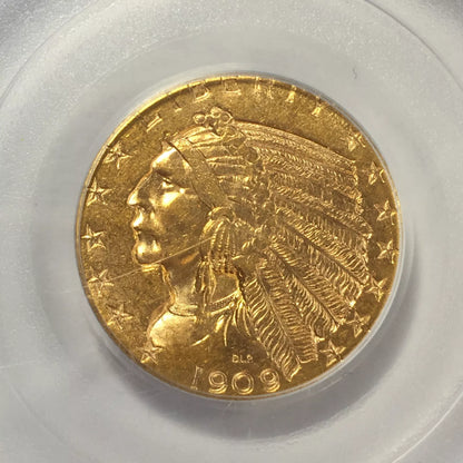 1909-D Indian Gold Half Eagle $5 Coin - PCGS MS63