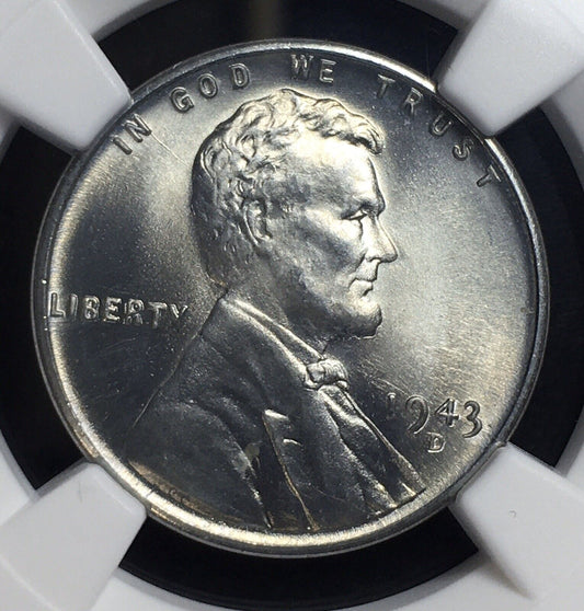 1943-D Lincoln Wheat Cent Steel Cent NGC MS67