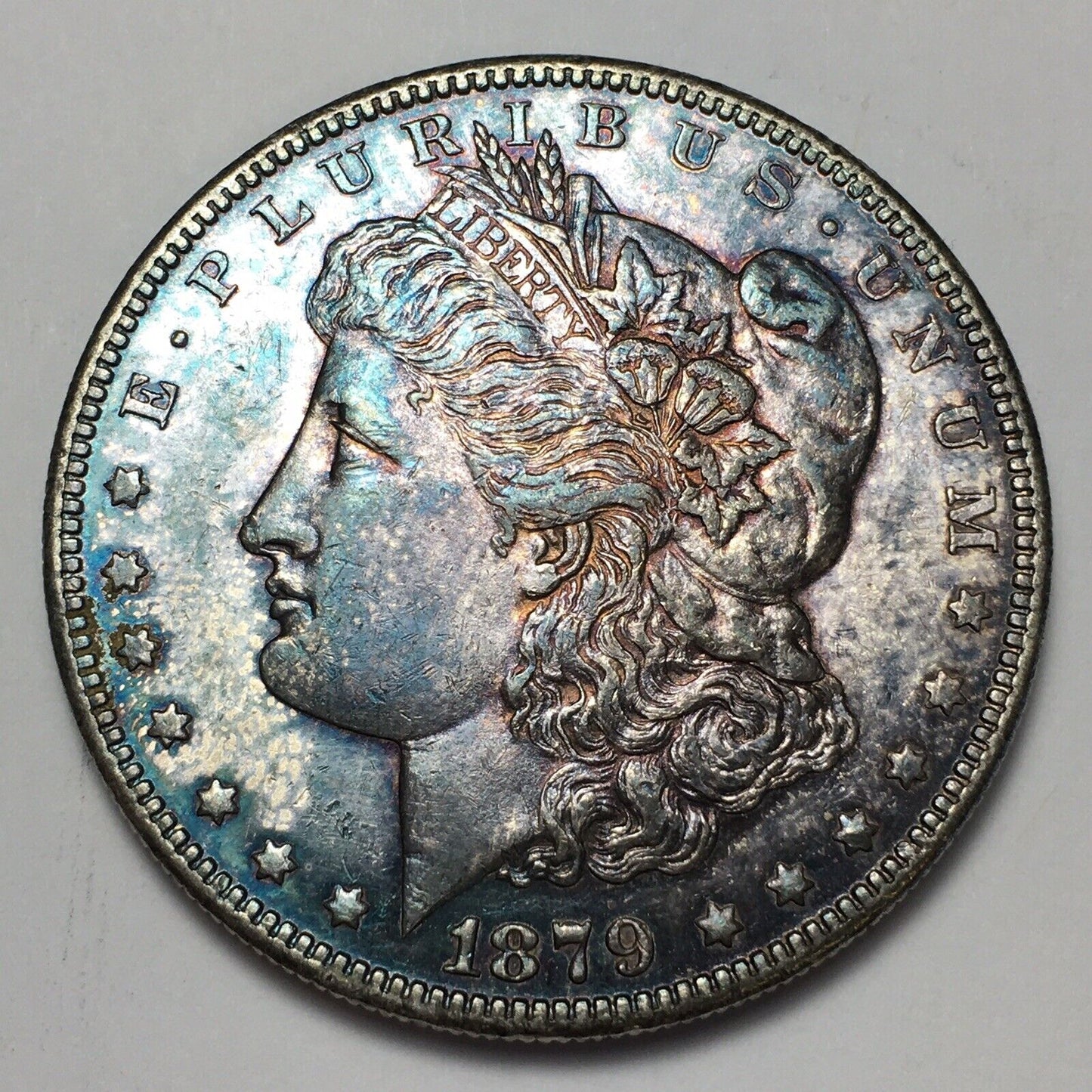 1879-S Morgan Silver Dollar "Rev. of 1878" - AU Type Nice Gun-Metal Blue Toning