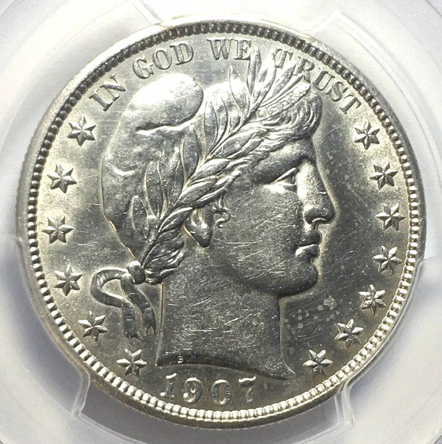 1907-P Barber Silver Half Dollar - Cleaned - High AU Details - PCGS Certified