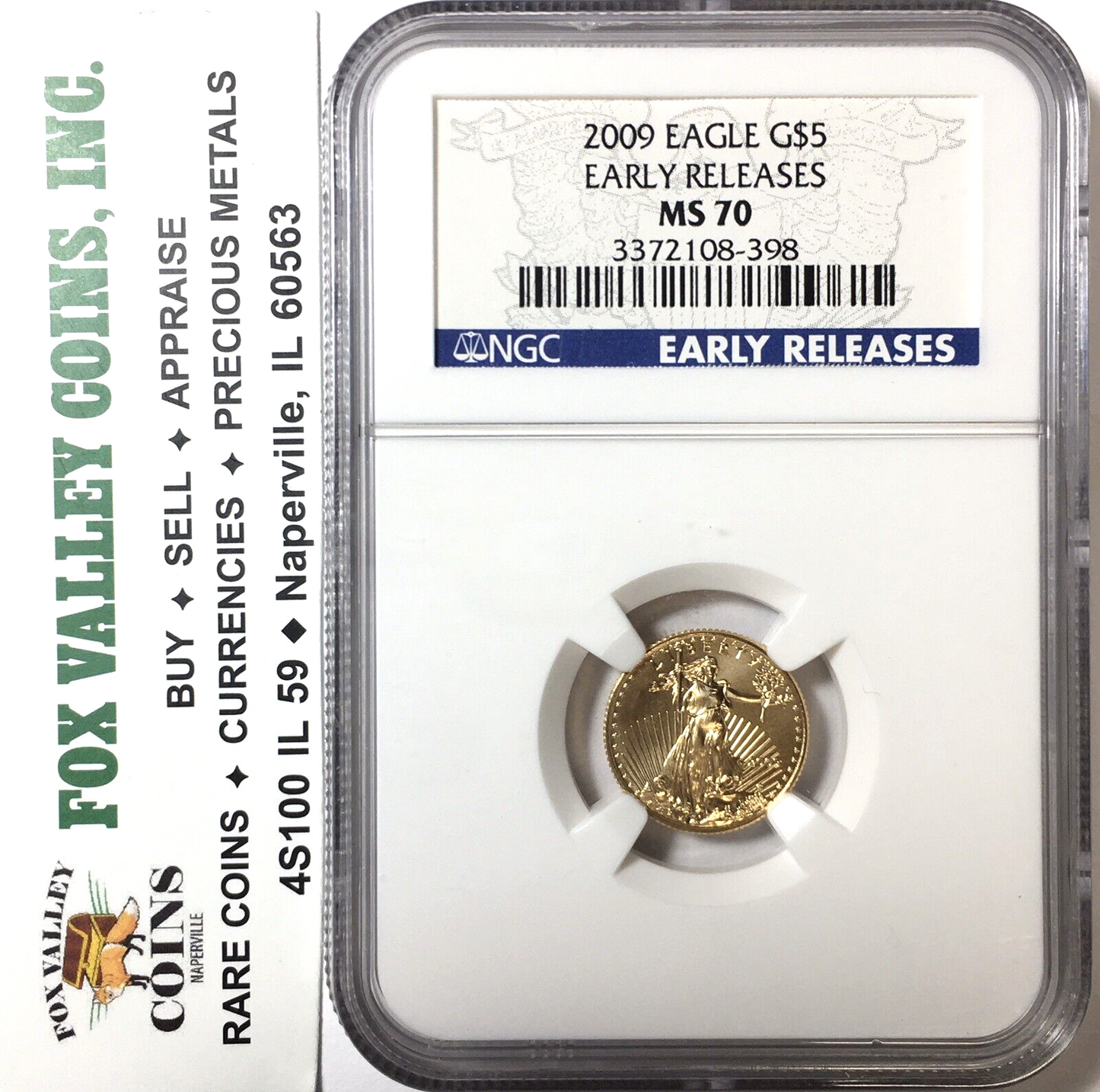 2010 $5 1/10 Oz American Gold Eagle - NGC MS70 - Early Releases Label