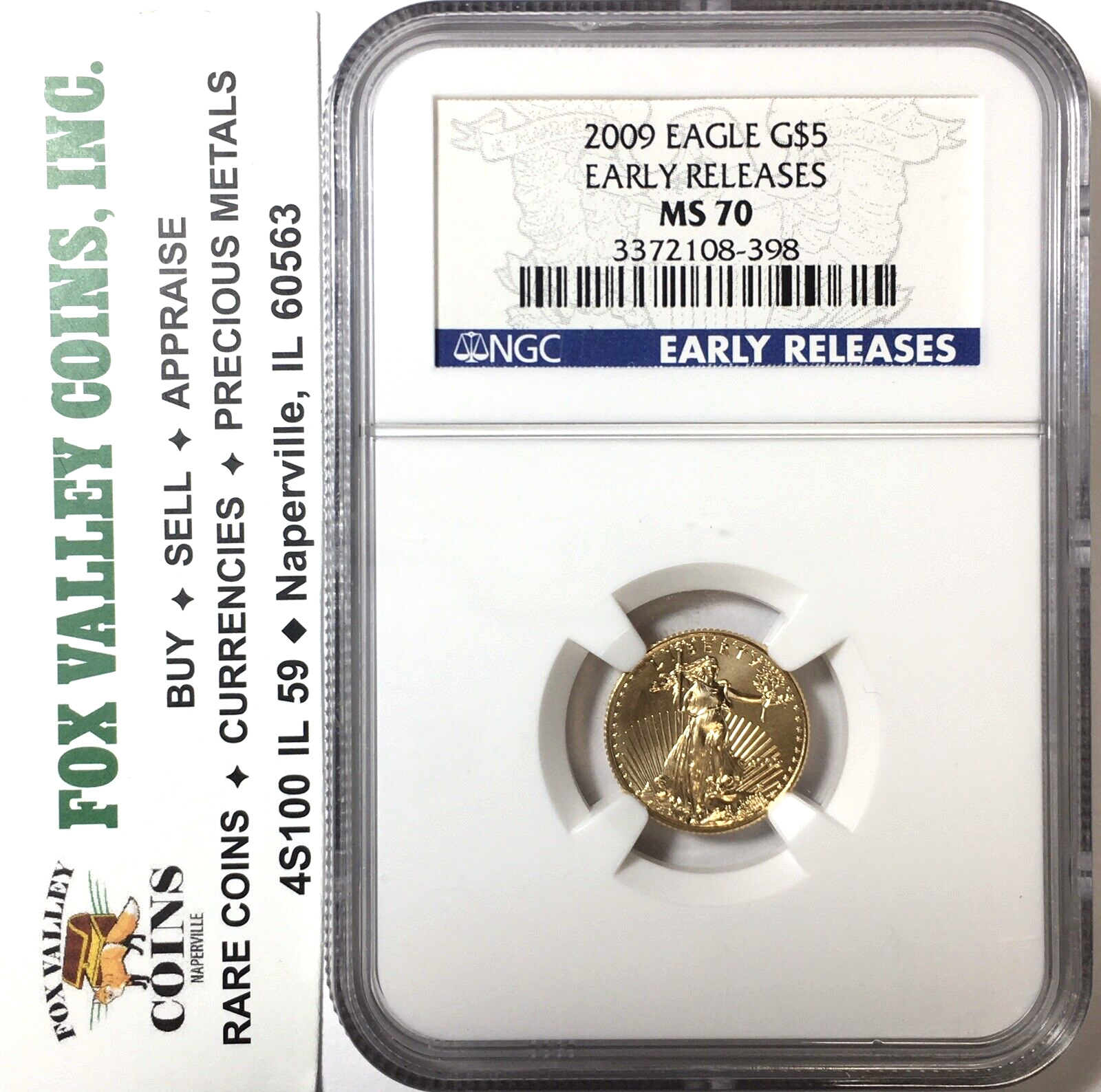 2010 $5 1/10 Oz American Gold Eagle - NGC MS70 - Early Releases Label