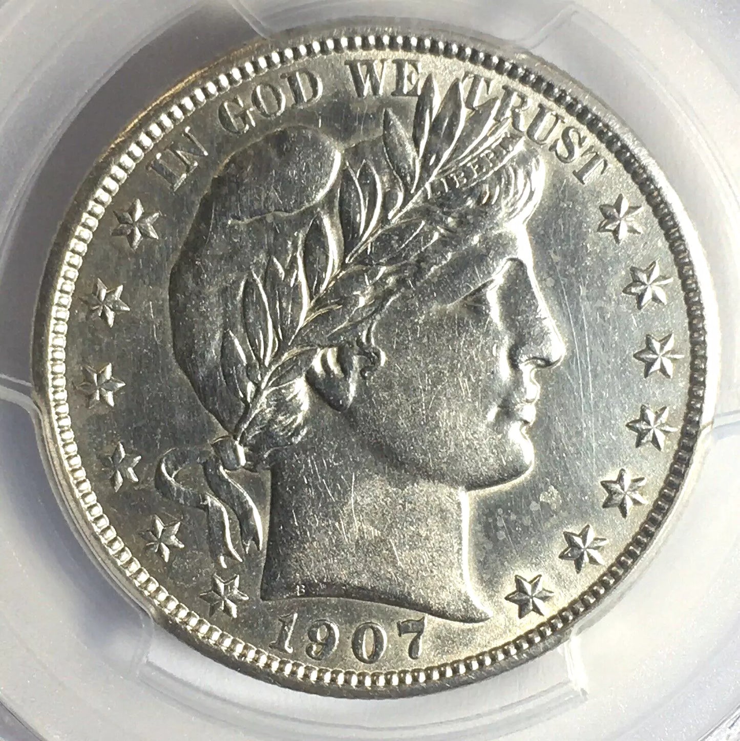 1907-P Barber Silver Half Dollar - Cleaned - High AU Details - PCGS Certified