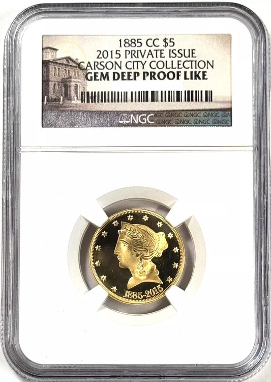 2015 (1885-CC) $5 Proof Liberty Head Gold Private Issue Gem Deep Proof-Like NGC