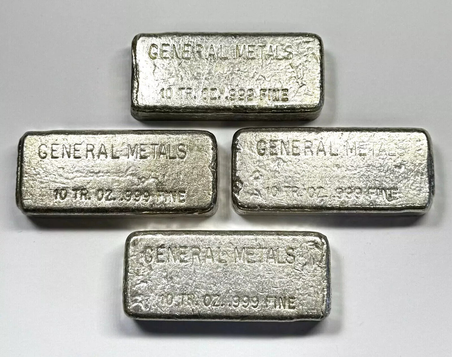 Vintage Old Poured General Metals 10 Oz .999 Fine Silver Bar