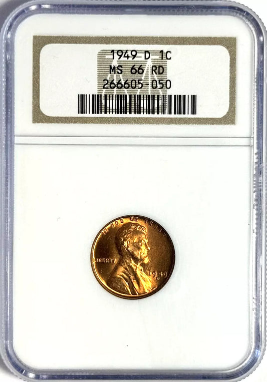 1949-D Lincoln Wheat Cent NGC MS66 RD - BU