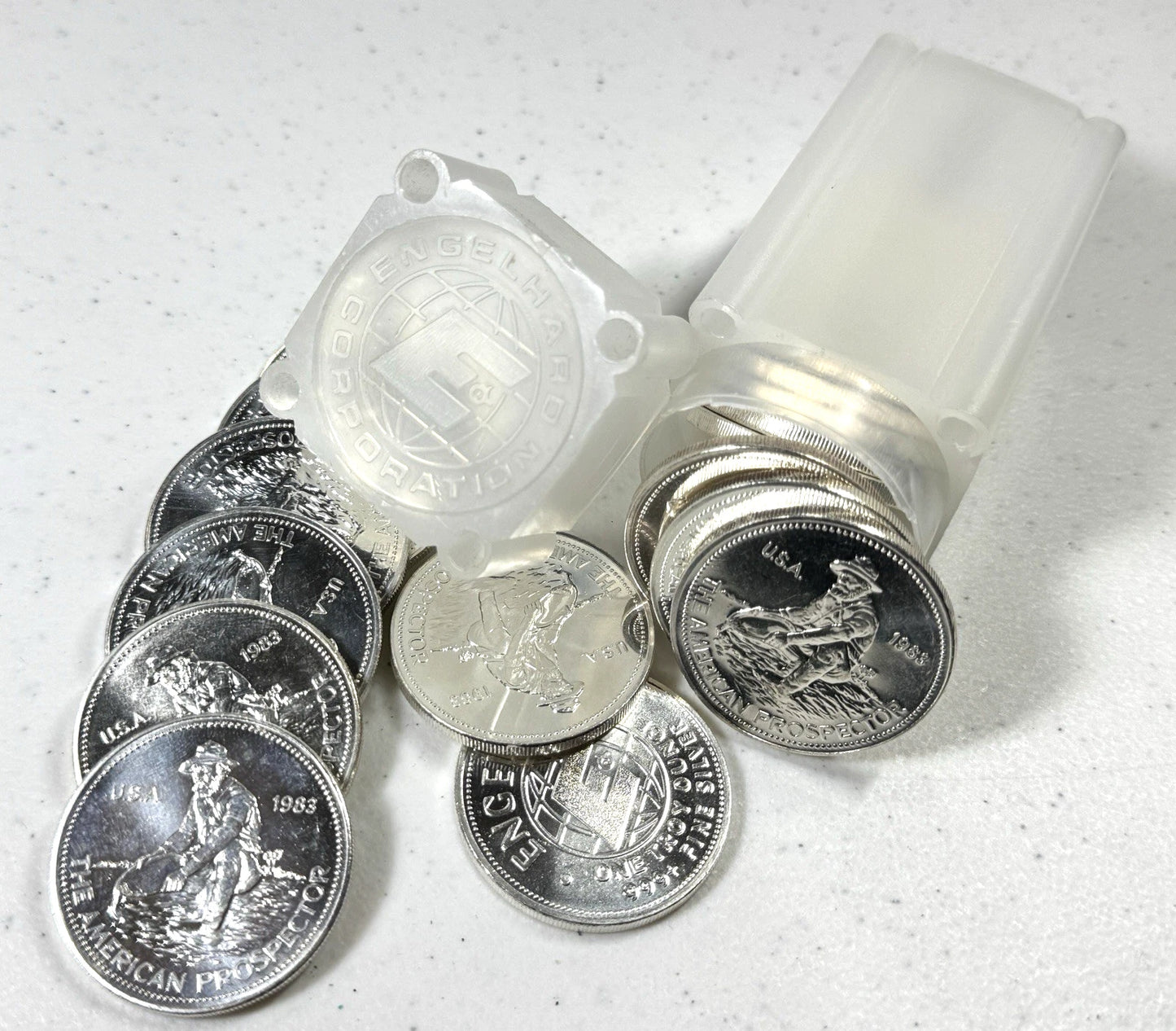 1983 Engelhard Silver American Prospector - 1 OZ Blast White Round! Key Date! 🔥