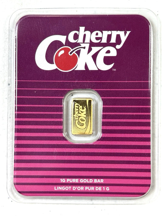 Coca Cola Cherry Coke - 1 gram BAR Gold Bar - In Stock Sealed TEP S# 0013/5000🔥