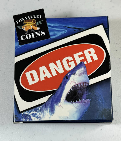 2007 Tuvalu Great White Shark - 1 Oz Proof & Colorized Silver in OGP with COA