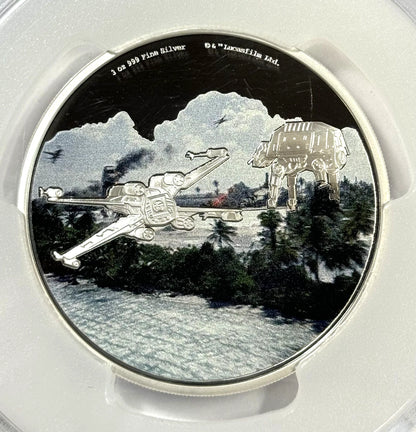 2022 Niue Star Wars Scarif Battle Scene - 3 Oz Silver Colorized - PR70DCAM PCGS