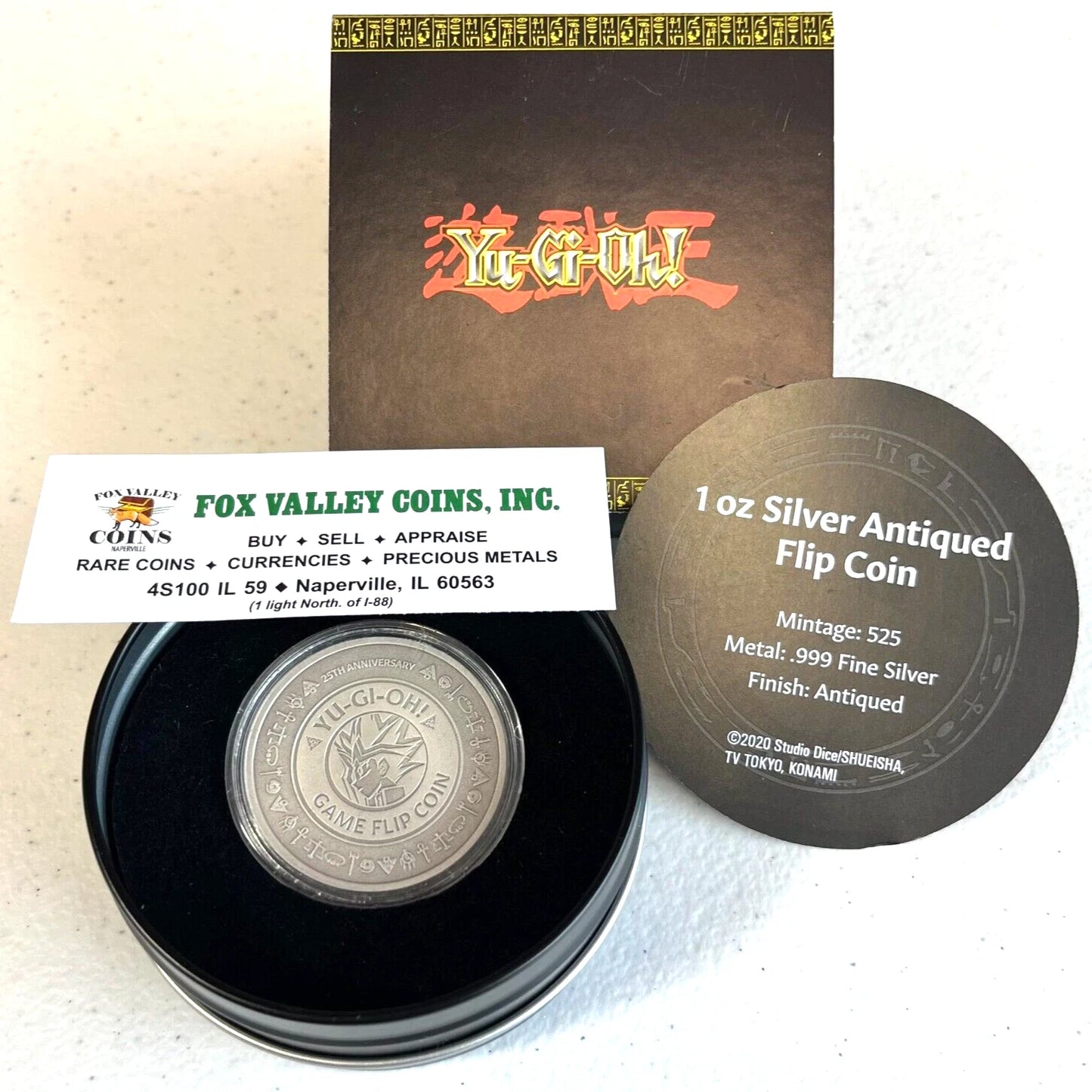 2022 Niue Yu-Gi-Oh! Game Flip Coin 1 Oz Antique Finish Silver in Tin Box w/COA!