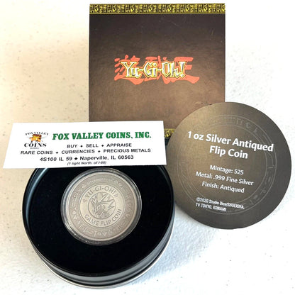 2022 Niue Yu-Gi-Oh! Game Flip Coin 1 Oz Antique Finish Silver in Tin Box w/COA!